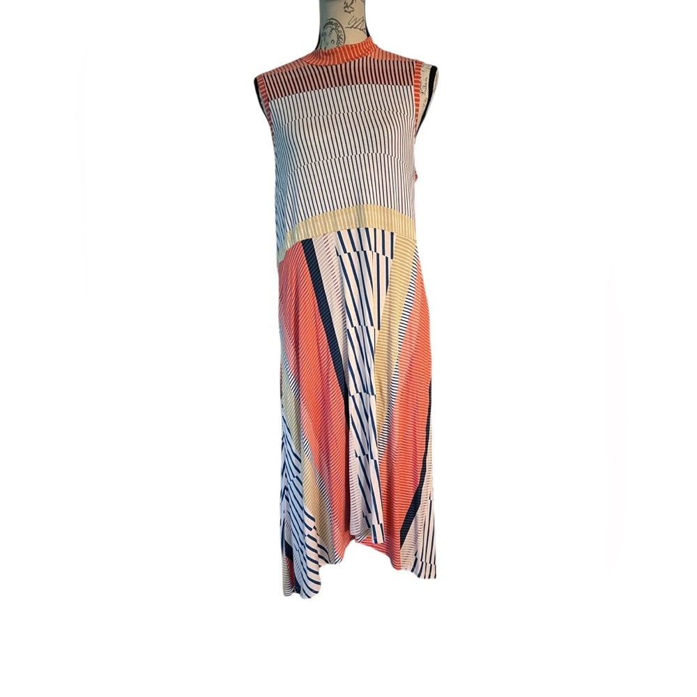 Anthropologie (Maeve Cleary)Multicolor Striped Midi Dress size large - Picture 5 of 8